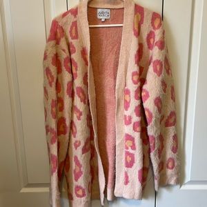 Judith March Pink Leopard Cardigan size Large